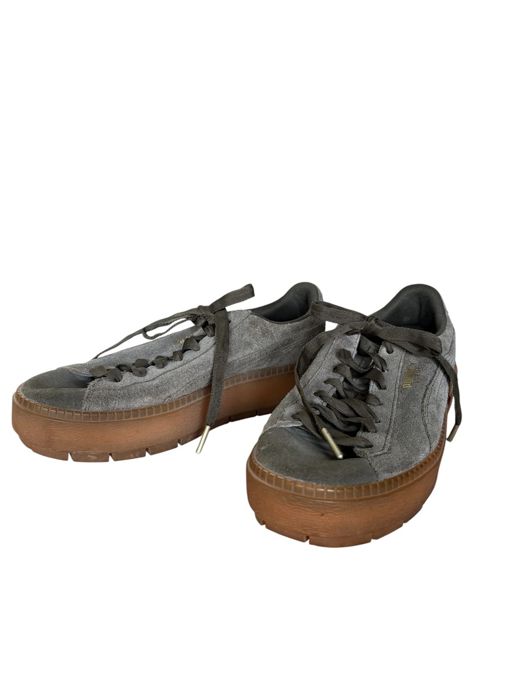 Puma suede platform trace in olive night